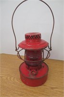 Vntg Handland Railroad Lantern, Red Globe, USA