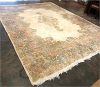 Persian Kerman Rug Size 9" by 12 " Ivory/Teal