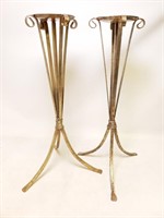 2 Gold Colored Iron Candle Stands