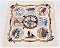 Hermes, "Belles Amures" Silk Scarf in Cream