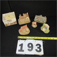 Group five Lilliput Lane houses and accessories.