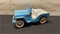 Vintage Blue Tonka Pressed Metal Jeep 10" Long X 6