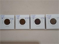 NFLD Nice Grade One Cent Coins 1938,41,42 & 1947
