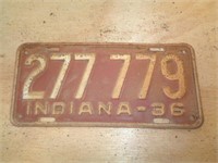 1936 INDIANA LICENSE PLATE