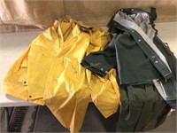 2 rain suits (pants and jackets)
