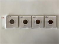1860, 1862, 1863, 1864 Indian cents