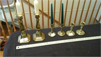 3 sets candle sticks (small ones are Baldwin USA)