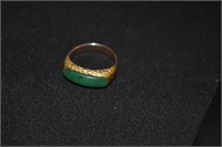 Gents Ring w/Jade Stone Marked 24kt