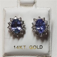 $5600 14K  Tanzanite(2ct) Diamond(0.32ct) Earrings
