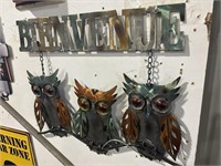 Bienvenue Owl Metal Sign