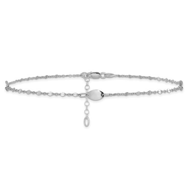 14K White Gold Polished with 1in ext. Anklet