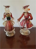 MAURANO GLASS RED AND GOLD FIGURINES