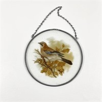 Vintage Hanging Glass Bird Picture