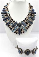 Sterling & Semi-Precious Stone Necklace &