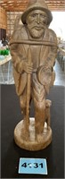 Wooden Handcarved Gold Digger, 17" Tall