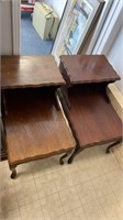2 x solid wood end tables