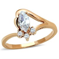 Rose Gold Ip .59ct White Sapphire Ring