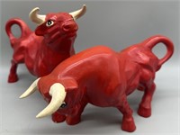 Mid-Century Red Charging Bull Sculptures - Japan