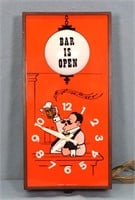Spartus "Bar is Open" Clock Light Sign