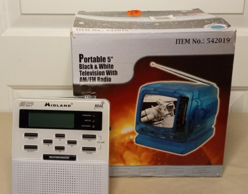New Portable TV & Midland Weather Radio
