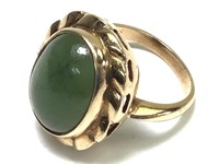 Fine 14k Jade Ring - Size 6