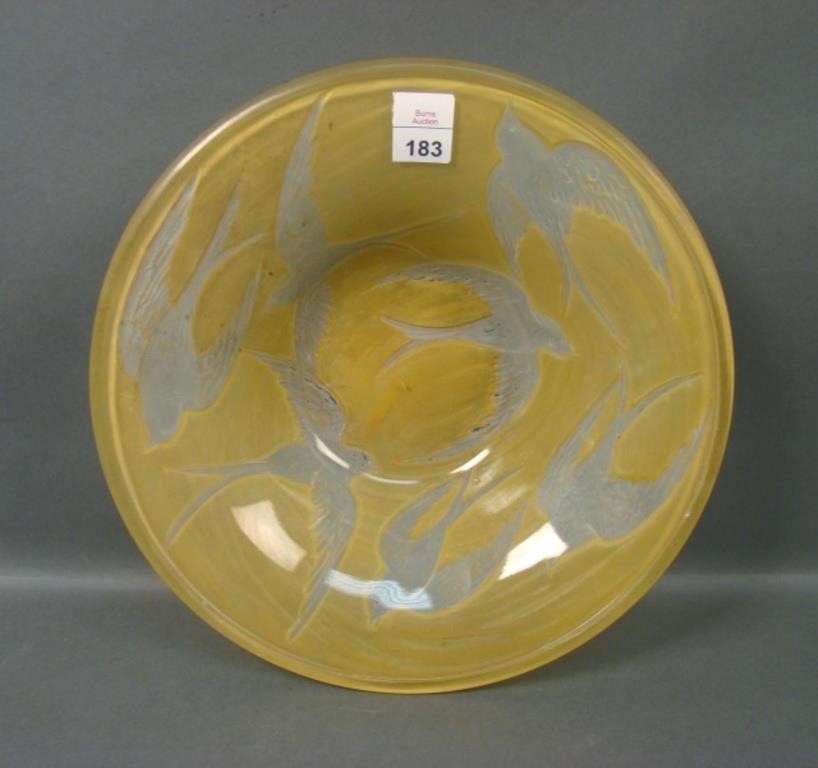 Consol. Yellow Wash Swallows Flared Bowl.