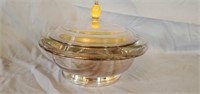 Sheffield Silverplated Dish w Glass Insert & Lid