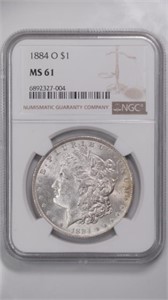 1884-O Morgan Silver $ NGC MS61