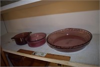 Three Purple Glass Baking Dishes