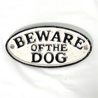 Cast Metal "Beware of Dog" Sign
