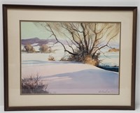 Lee Everett Watercolor Painting Snowscape