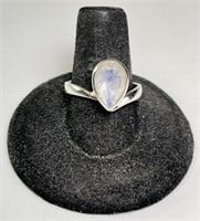 Sterling Faceted Moonstone Ring 4 Grams Size 9