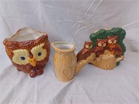 3 Vintage Ceramic Owls