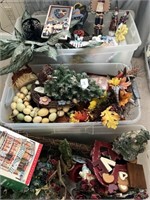 3 Totes of Holiday Decorations & Empty Tote