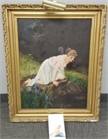 Marie Dahle framed  signed on reverse 1898 oil