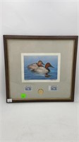 Duck stamp print w/ stamp & coin