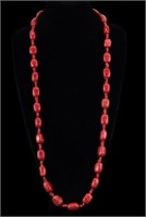 Polished Red Coral Bead Necklace