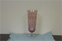 A Cranberry Etched Glass Vase/ Tumbler
