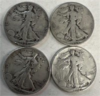 (4) US 1/2 Dollars (Walking Liberty), Silver