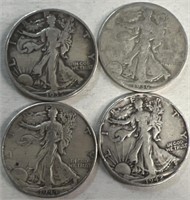 (4) US 1/2 Dollars (Walking Liberty), Silver