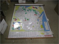 Large Laminated Wisconsin Pull Down Map -