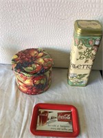 Lot of Tin cans,Coca Cola tray
