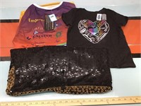 T-shirts w/ tags & sequin bag