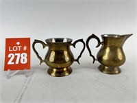 Vintage Brass Creamer and Sugar