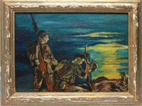 Max Weber Soldiers by the Sea Oil on Board