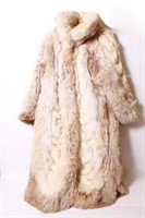 Long Blonde Fur Coat w Silk Interior