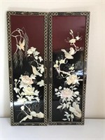 Vintage Mother Of Pearl & Enamel Chinese Panels
