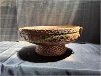 14" Copper Hammered Pedestal Bowl