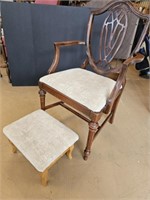 Sheild-Back  Armchair and Stool with Storage