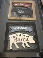 2 welcome wood signs 11"square